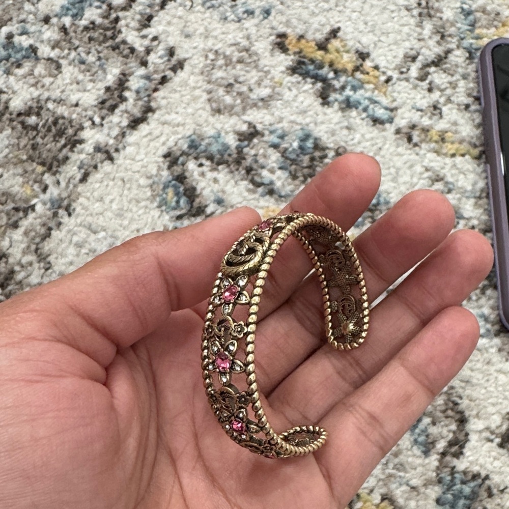 Gold and Pink Ornate Bracelet